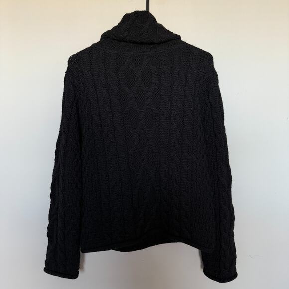 Inis Crafts Womens 100% Merino Wool Sweater Small Black Knit Cabin Ireland Camp - Picture 4 of 4